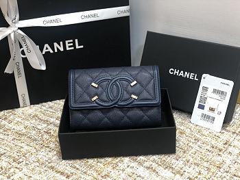 Chanel CC Small Wallet Navy Blue 84447 Size 15 cm