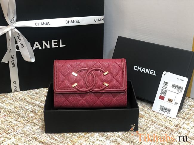 Chanel CC Small Wallet Red Wine 84447 Size 15 cm - 1