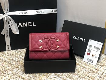 Chanel CC Small Wallet Red Wine 84447 Size 15 cm