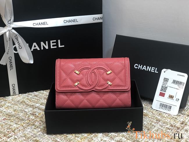 Chanel CC Small Wallet Dark Pink 84447 Size 15 cm - 1