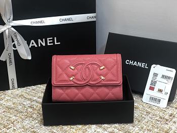 Chanel CC Small Wallet Dark Pink 84447 Size 15 cm