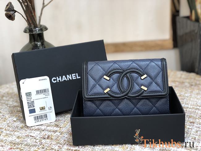 Chanel CC Small Wallet Dark Blue 84447 Size 15 cm - 1