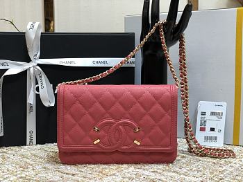 Chanel WOC 84448 Dark Pink Size 19.5 × 3.5 × 12 cm
