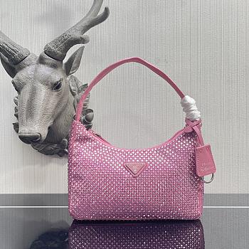 Prada Satin mini-bag with artificial crystals Pink Size 22 x 12 x 6 cm