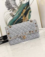 Chanel Flap Bag Gold Bling Harware Grey Size 25.5 cm - 1