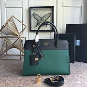 Prada Calf Leather Green Black Handbag IBA046 Size 30 x 22 cm - 1