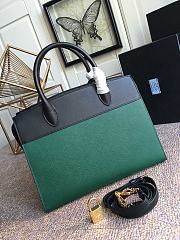 Prada Calf Leather Green Black Handbag IBA046 Size 30 x 22 cm - 5