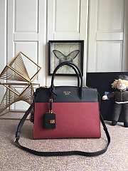 Prada Calf Leather Red Black Handbag IBA046 Size 30 x 22 cm - 1