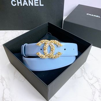 Chanel Belt Gold CC Buckle Blue 3 cm