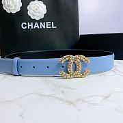 Chanel Belt Gold CC Buckle Blue 3 cm - 5