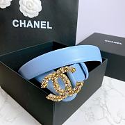 Chanel Belt Gold CC Buckle Blue 3 cm - 3