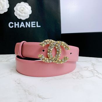 Chanel Belt Gold CC Buckle Pink 3 cm