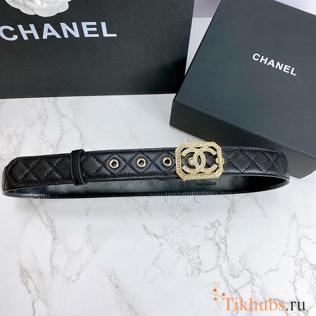 Chanel Belt Gold CC Buckle White 3 cm 02 - 1