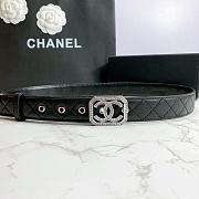 Chanel Belt Silver CC Buckle Black 3 cm 02 - 1