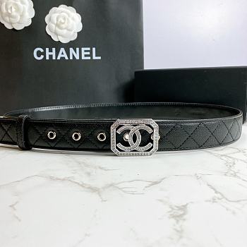 Chanel Belt Silver CC Buckle Black 3 cm 02
