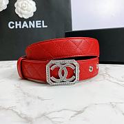 Chanel Belt Silver CC Buckle Red 3 cm 02 - 1