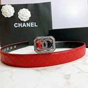 Chanel Belt Silver CC Buckle Red 3 cm 02 - 6