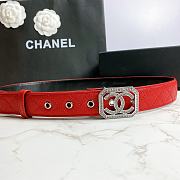 Chanel Belt Silver CC Buckle Red 3 cm 02 - 4