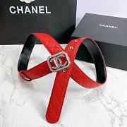 Chanel Belt Silver CC Buckle Red 3 cm 02 - 5