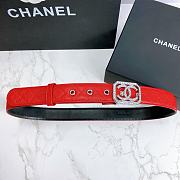 Chanel Belt Silver CC Buckle Red 3 cm 02 - 3