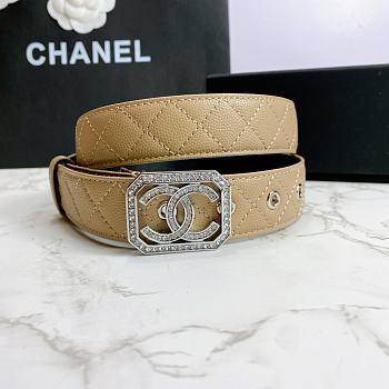 Chanel Belt Silver CC Buckle Beige 3 cm 02