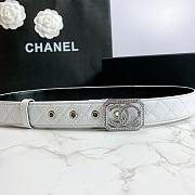 Chanel Belt Silver CC Buckle White 3 cm 02 - 2