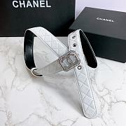 Chanel Belt Silver CC Buckle White 3 cm 02 - 3
