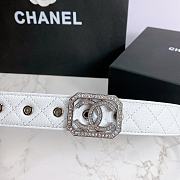 Chanel Belt Silver CC Buckle White 3 cm 02 - 4