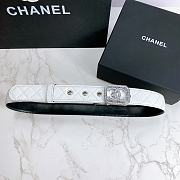 Chanel Belt Silver CC Buckle White 3 cm 02 - 5