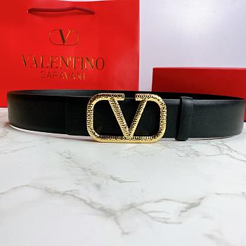 Valentino Belt Gold Vlogo Black Size 4 cm 01