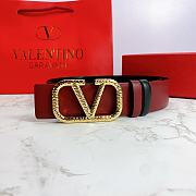 Valentino Belt Gold Vlogo Wine Red Size 4 cm  - 6