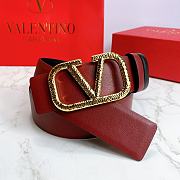 Valentino Belt Gold Vlogo Wine Red Size 4 cm  - 5