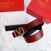 Valentino Belt Gold Vlogo Wine Red Size 4 cm  - 3