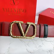 Valentino Belt Gold Vlogo Wine Red Size 4 cm  - 2