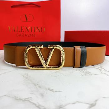Valentino Belt Gold Vlogo Brown Size 4 cm 01