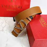 Valentino Belt Gold Vlogo Brown Size 4 cm 01 - 4