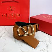 Valentino Belt Gold Vlogo Brown Size 4 cm 01 - 2