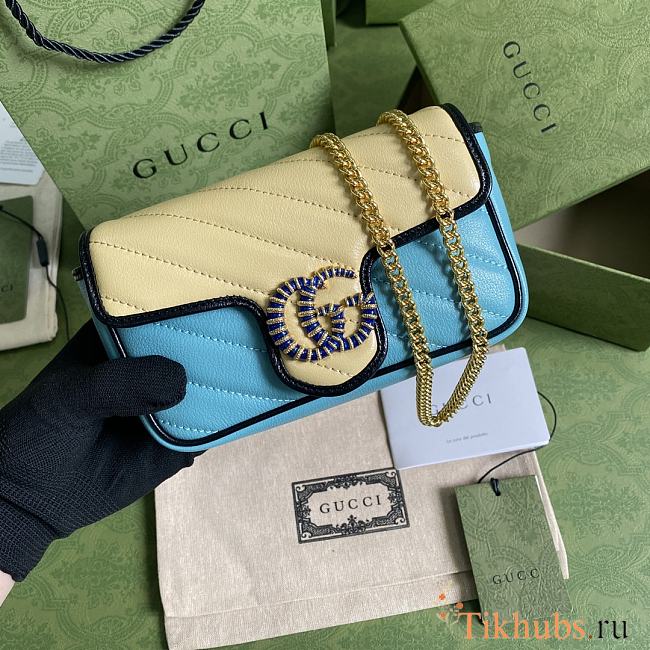 Gucci GG Marmont Blue 574969 Size 16.5 x 10.2 x 5.1 cm - 1