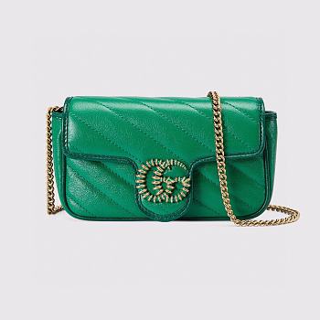 GG Marmont Super Mini Bag Green Apricot 574969 Size: 16.5 x 10.2 x 5.1 cm