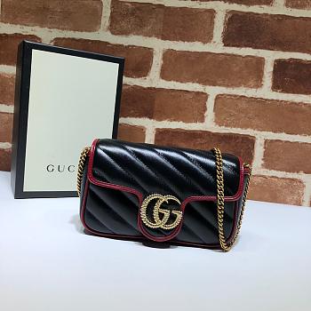 Gucci GG Marmont Dark Black/Red 574969 Size 16.5 x 10.2 x 5.1 cm