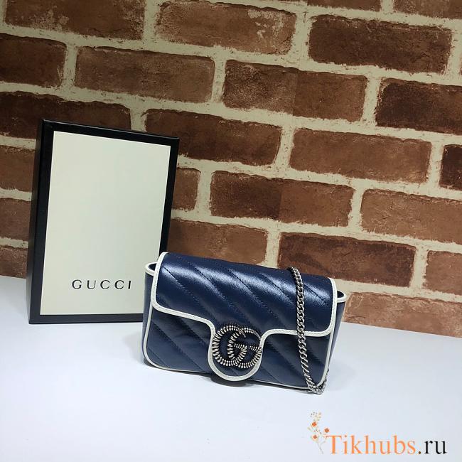 Gucci GG Marmont Dark Dark Blue/White 574969 Size 16.5 x 10.2 x 5.1 cm - 1