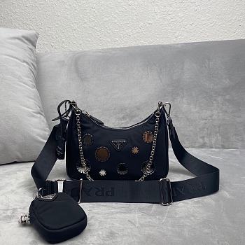 Prada polka-dot bag 1BH204 Black Size 22 x 12 x 6 cm