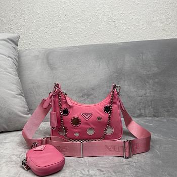 Prada polka-dot bag 1BH204 Pink Size 22 x 12 x 6 cm