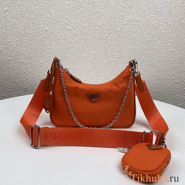 Prada Nylon Hobo Polka-Dot Bag 1BH204 Orange Size 22 x 12 x 6 cm - 1