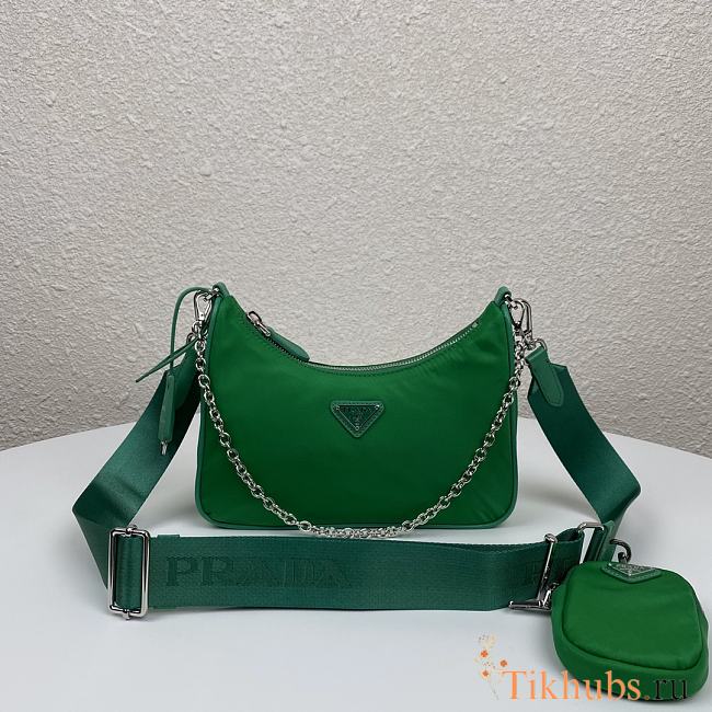 Prada Nylon Hobo Polka-Dot Bag 1BH204 Green Size 22 x 12 x 6 cm - 1