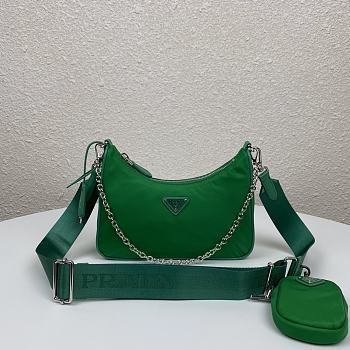 Prada Nylon Hobo Polka-Dot Bag 1BH204 Green Size 22 x 12 x 6 cm