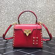 Valentino Rockstud Alcove Grainy Calfskin Handbag Red Size 22 x 17 x 9 cm - 1