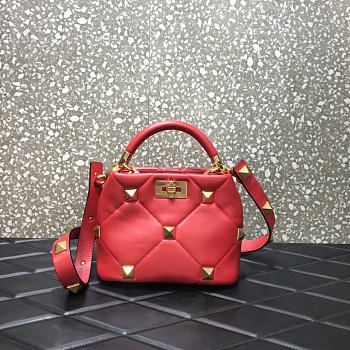Valentino Roman Stud The Handle Bag Red Size 20 x 9 x 15 cm