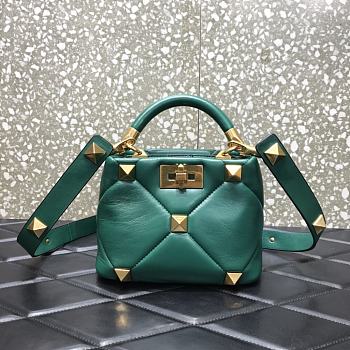 Valentino Roman Stud The Handle Bag Green Size 20 x 9 x 15 cm