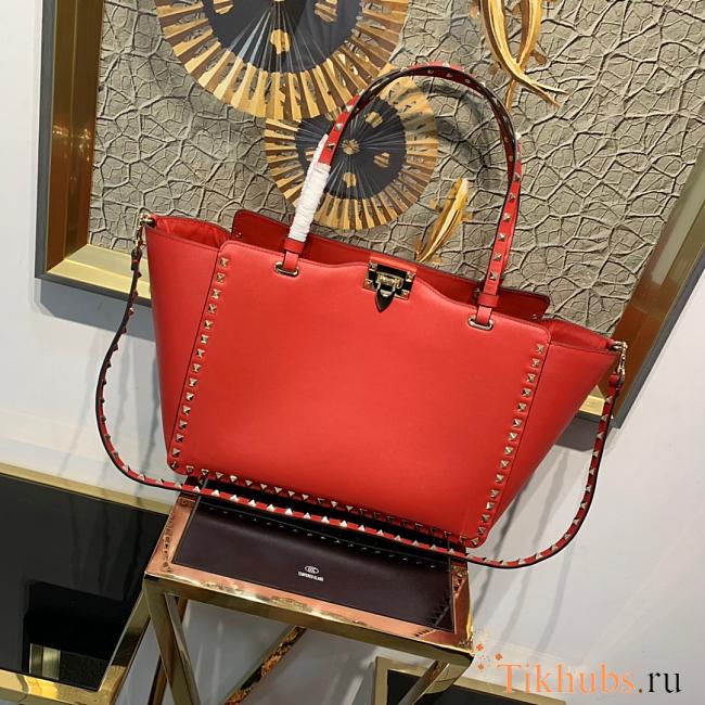 Valentino Tote Gold Stud Orange 0970B Size 33 × 14 × 26 cm - 1